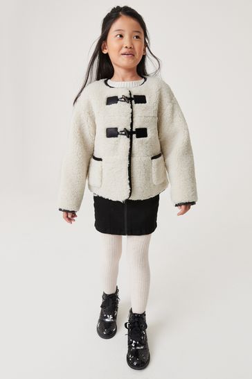Buy Mint Velvet Cream Teddy Borg Duffle Jacket from Next Luxembourg