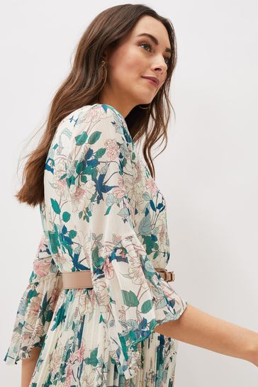 Phase Eight Cream Dani Floral Pleated Midi Dress