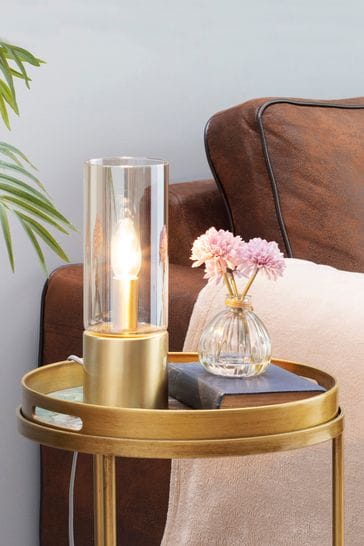BHS Brass Cylinder Touch Lamp