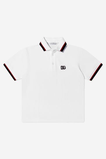 D&G Boys Cotton Logo Polo White Shirt