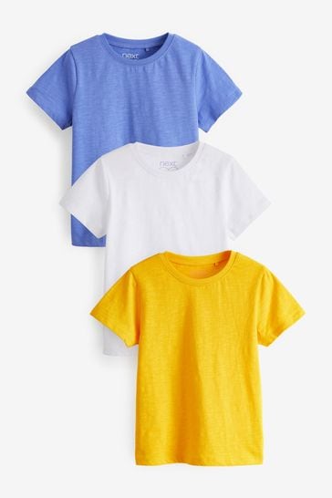 Blue/Yellow/White 3 Pack Regular Fit T-Shirt (3-16yrs)