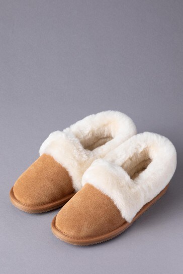 Lakeland Leather Ladies Sheepskin Cuff Slippers