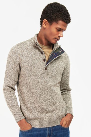 Barbour® Stone Sid Button Neck Jumper