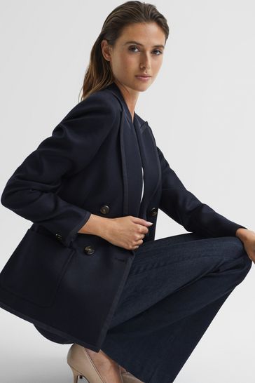 Buy Reiss Navy Gia Double Breasted Twill Blazer from the Next UK online shop