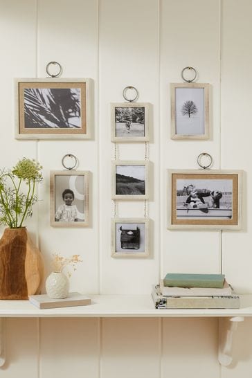 Set of 5 White Hanging Salvage Picture Frames