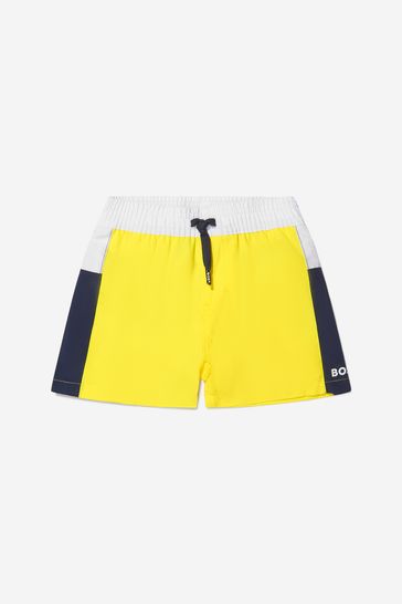 Baby Boys Quick Dry Logo Swim Shorts in Yellow