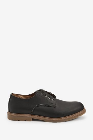 Black Cleated Sole Derby Shoes