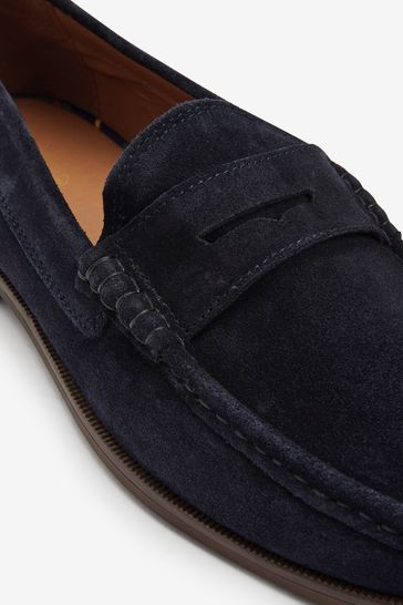 Mens blue sale suede penny loafers