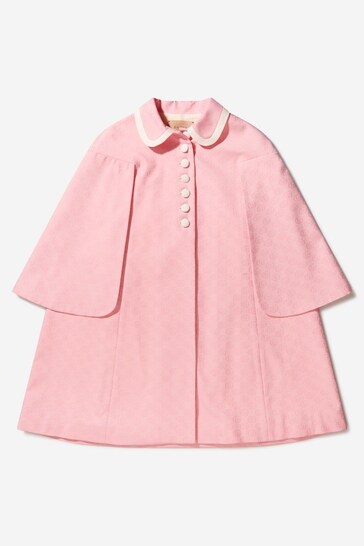 Girls GG Jacquard Cape in Pink