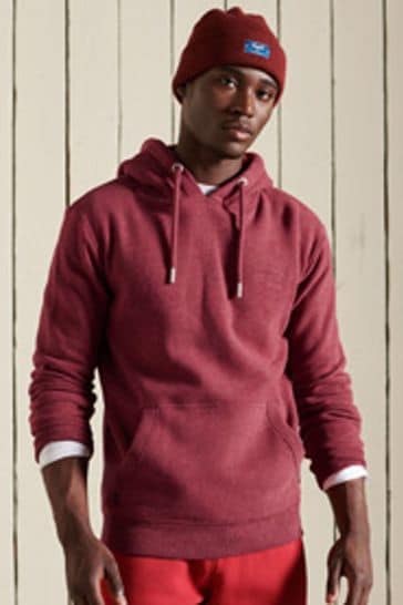 Superdry Red Organic Cotton Vintage Logo Embroidered Hoodie