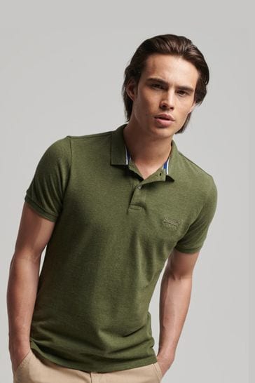 Superdry Thrift Olive Marl Classic Pique Polo Shirt
