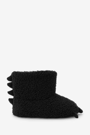 Black Spike Warm Lined Slipper Boots
