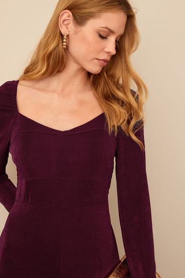 Buy Berry Red Long Sleeve Corset Detail Jumpsuit from Next Luxembourg