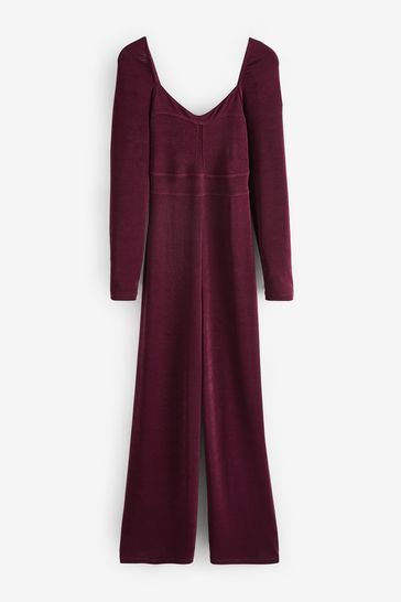 Buy Berry Red Long Sleeve Corset Detail Jumpsuit from Next Luxembourg