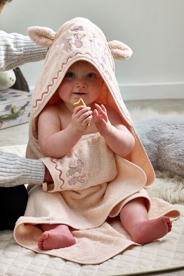 Pink Bunnies Newborn Cotton Hooded Baby Towel