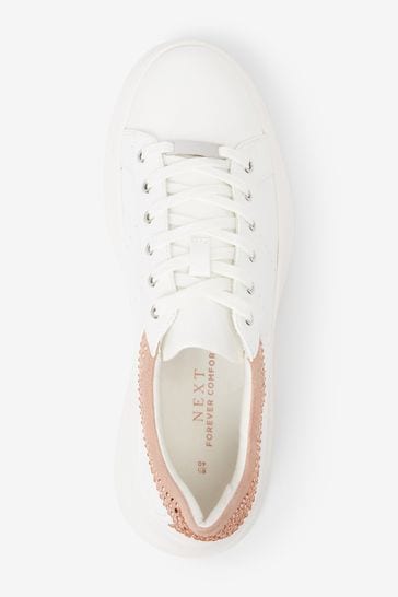 Buy White Pink Forever Comfort Jewel Back Counter Trainers from