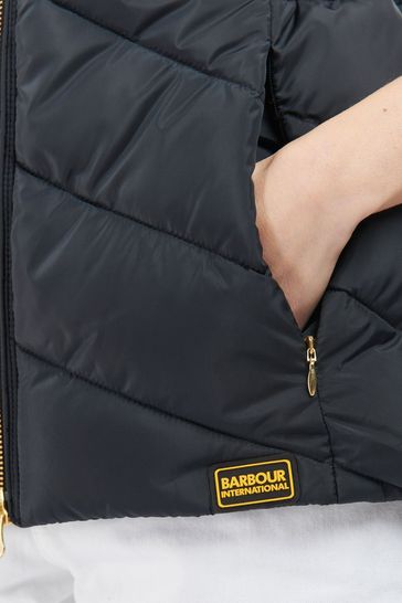 Buy Barbour International Faux Fur Trim Santa Black Gilet from