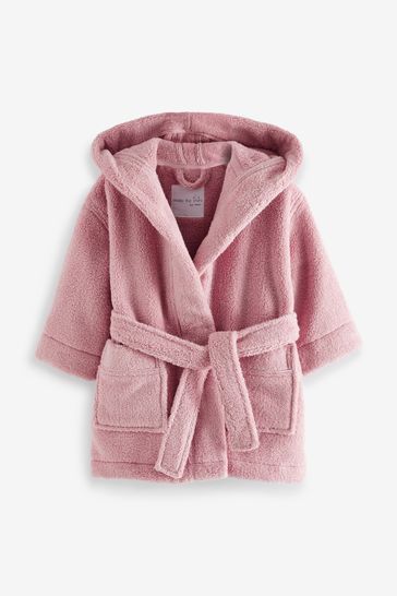 Pink Cotton Towelling Bath Next Soft Touch Fleece Dressing Gown (9mths-12yrs)