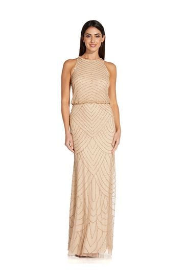 Adrianna Papell Beaded Halter Gown