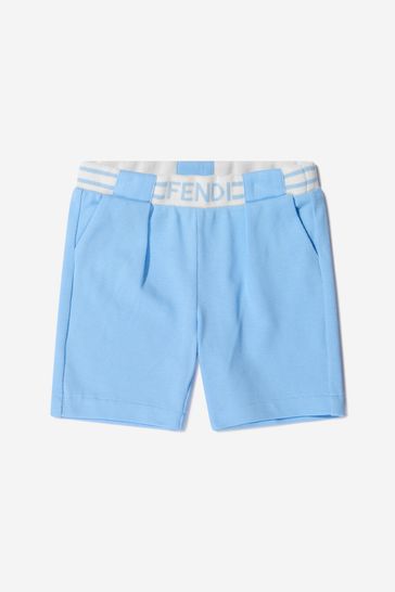 Baby Boys Cotton Pique Logo Shorts in Blue
