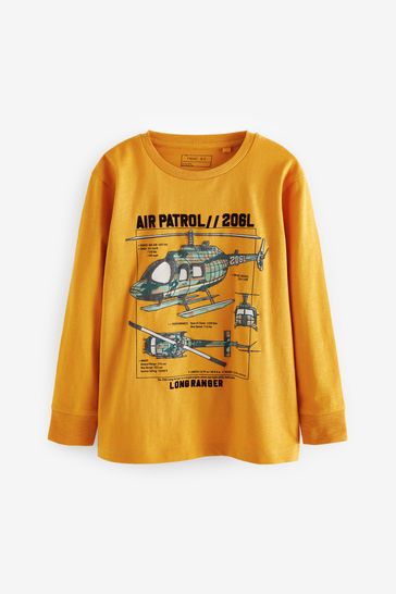 Yellow Helicopter Long Sleeve T-Shirt (3-16yrs)