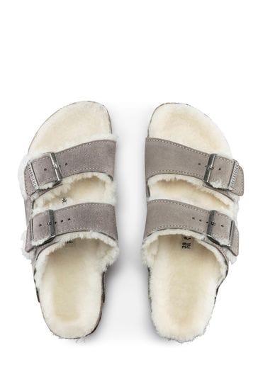 Furry top birkenstock sandals