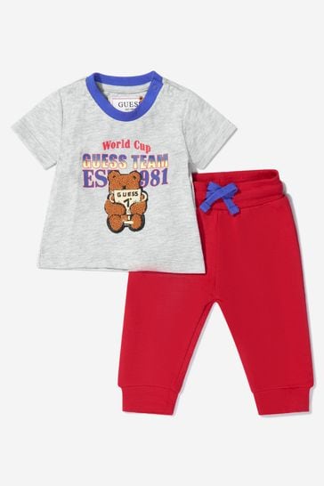 Baby Boys Cotton T-Shirt And Pants Set in Grey