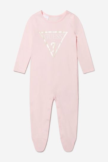 Baby Boys Logo Print Romper in Pink