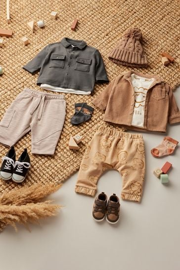 Rust Brown Shirt Jacket T Shirt and Joggers Baby 3 Piece Set