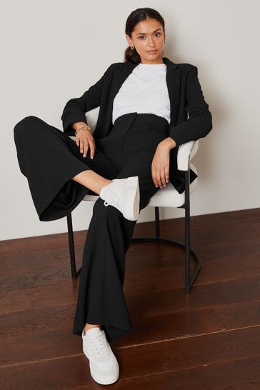 Black tailored wide leg trousers store