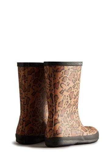 Buy Hunter Big Kids Brown Original Leopard Print Boots from the