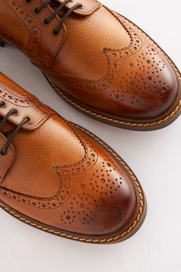 Tan Brown Modern Heritage Leather Brogue Shoes