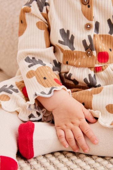 Buy Red Cream Reindeer Baby Christmas Dress 0mths 2yrs from Next Estonia