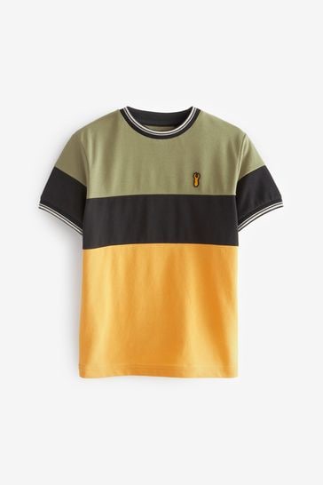 Khaki Green/Tan Brown Colourblock Short Sleeve T-Shirt (3-16yrs)