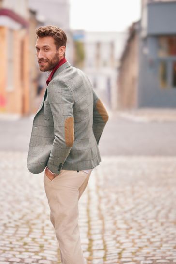 Buy Taupe Brown Slim Nova Fides Check Blazer from Next Denmark