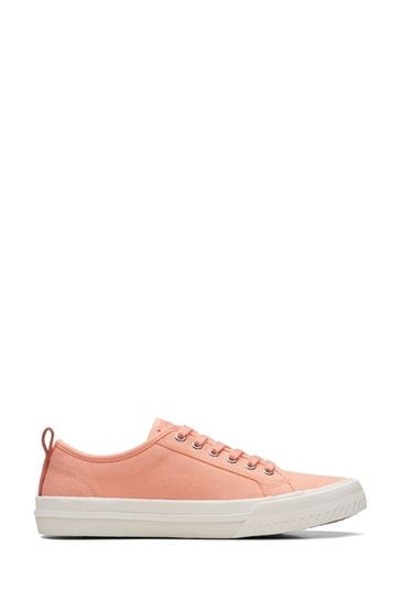 Clarks Pink Canvas Roxby Lace Shoes