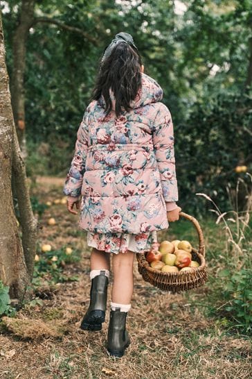Laura Ashley Pink Floral Padded Quilted Coat