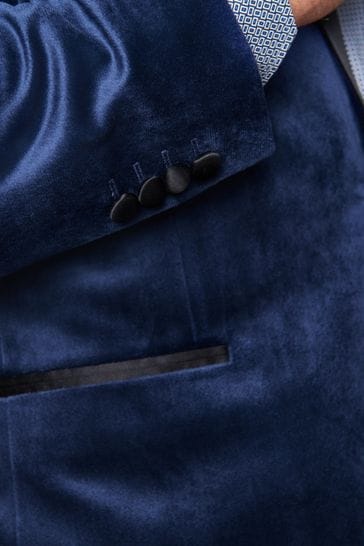 Buy Navy Blue Slim Velvet Blazer from Next Luxembourg
