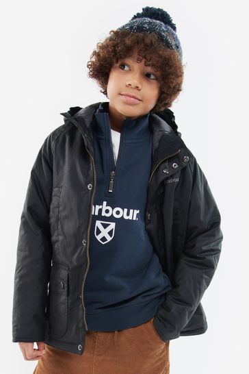 Barbour® Black Hooded Boys Beaufort Wax Jacket