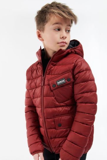Barbour® International Boys Red Ouston Hooded Quilted Jacket
