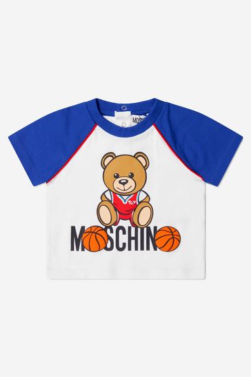 Baby Boys Cotton Basketball Teddy T-Shirt in White