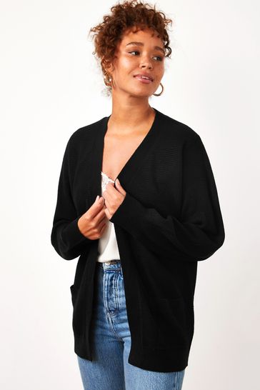 Black Cosy Ribbed Cardigan