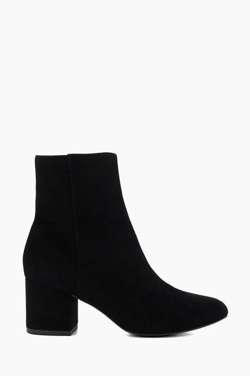 Dune London Black Ottack Low Block Heel Boots