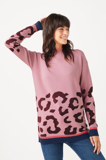 Pink animal print jumper sale