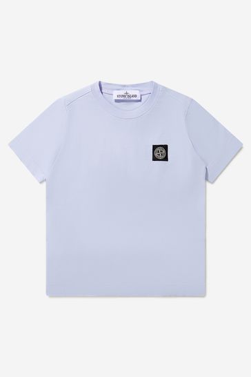 Boys Cotton Short Sleeve Logo T-Shirt in Lilac