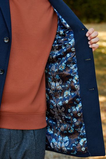 Buy Navy Blue Epsom Overcoat from Next USA