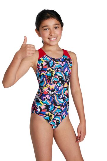 Speedo Blue Digital Allover Splashback Swimsuit