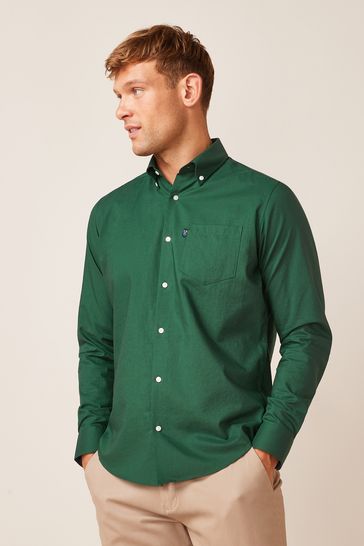 Dark Green Regular Fit Single Cuff Easy Iron Button Down Oxford Shirt