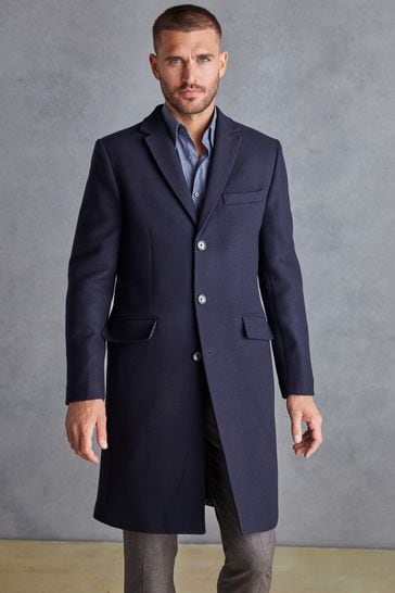 Buy Navy Blue Signature Epsom Coat With Cashmere from Next Luxembourg