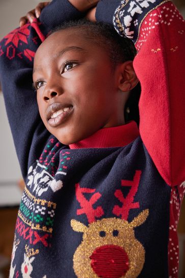 Red and navy jumper shop